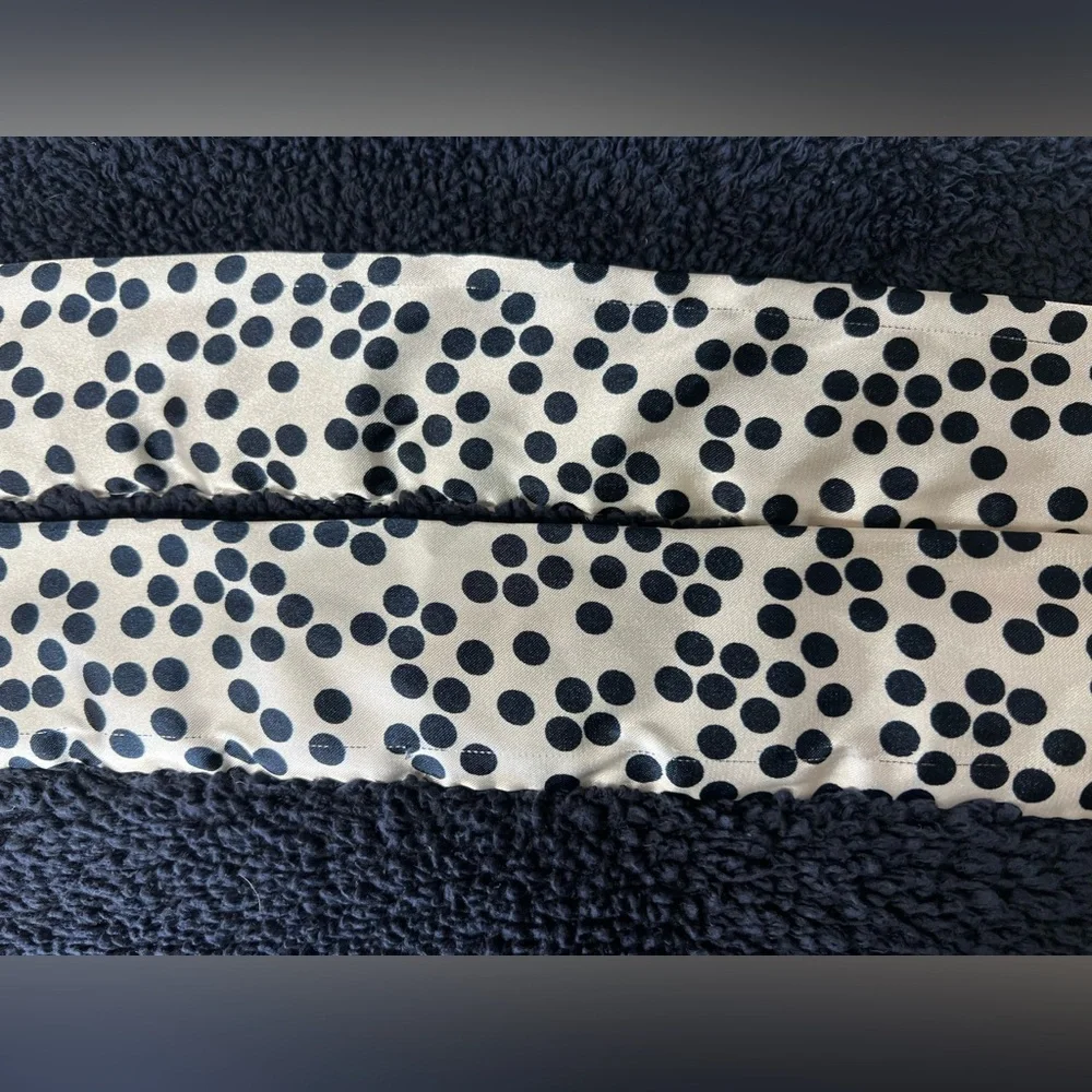 LITTLE GIRAFFE Navy Blue Chenille w Satin Polka Dot Trim Luxe Blanket 35x30” USA